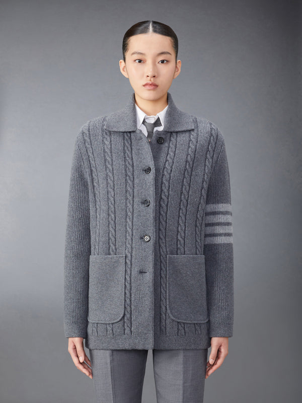 MERINO WOOL AND COTTON 4-BAR CABLE OVERCOAT - featured image
