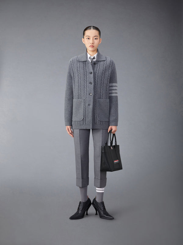 MERINO WOOL AND COTTON 4-BAR CABLE OVERCOAT - image 3