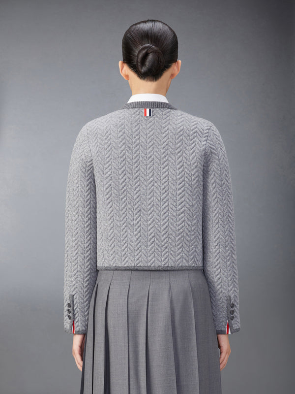 MERINO WOOL HERRINGBONE QUILTED CROPPED CARDIGAN JACKET - image 2