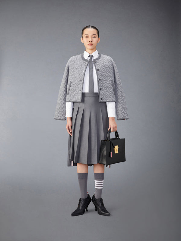 MERINO WOOL HERRINGBONE QUILTED CROPPED CARDIGAN JACKET - image 3