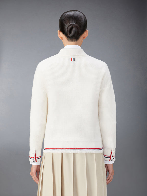 MERINO WOOL BRUSHED TUCK STITCH POLO CARDIGAN - image 2