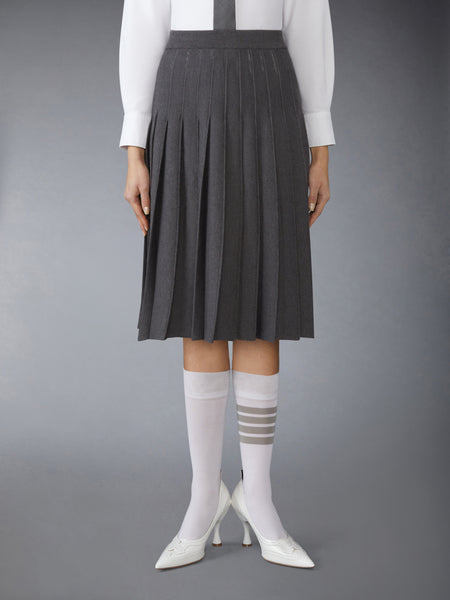 WOOL SILK POINTELLE PLEATED SKIRT MEDIUM GREY