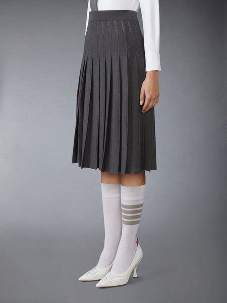WOOL SILK POINTELLE PLEATED SKIRT MEDIUM GREY