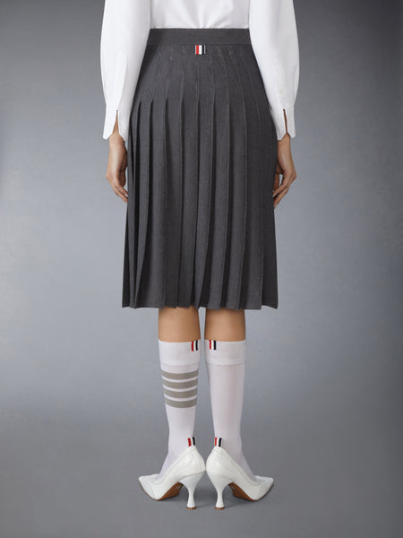 WOOL SILK POINTELLE PLEATED SKIRT MEDIUM GREY