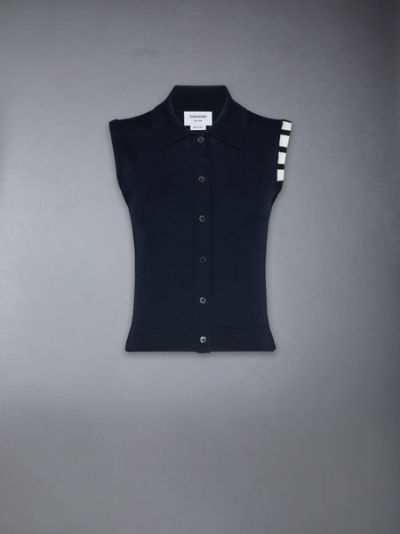 COTTON 4-BAR CROPPED SHIRT NAVY