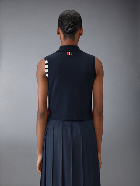 COTTON 4-BAR CROPPED SHIRT NAVY