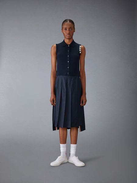 COTTON 4-BAR CROPPED SHIRT NAVY