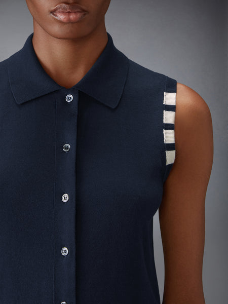 COTTON 4-BAR CROPPED SHIRT NAVY