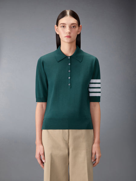 WOOL 4-BAR RELAXED POLO ダーク グリーン