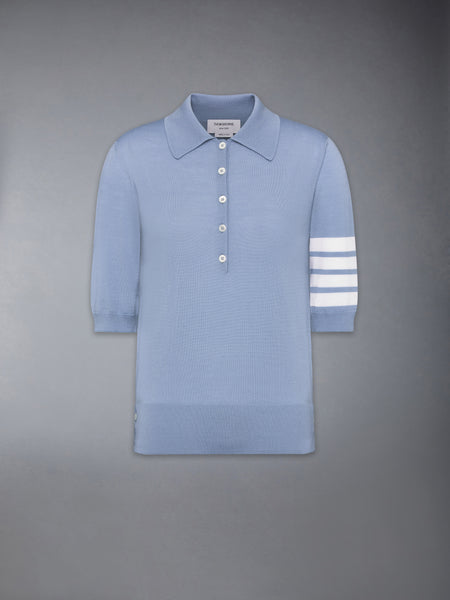 WOOL 4-BAR RELAXED POLO ライト ブルー