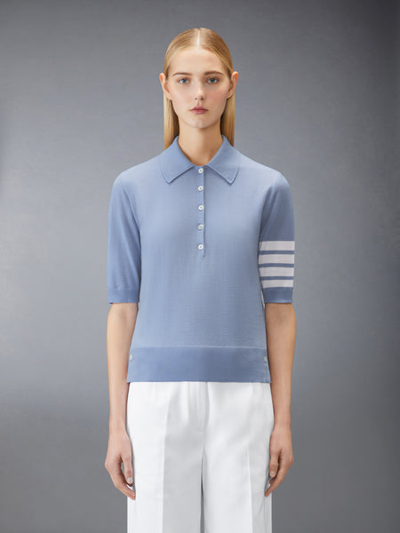 WOOL 4-BAR RELAXED POLO ライト ブルー