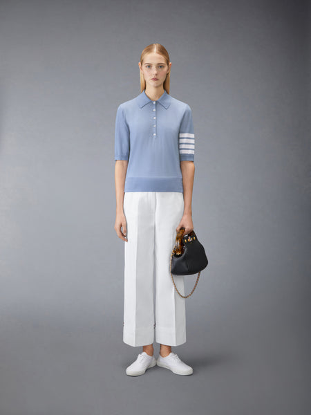 WOOL 4-BAR RELAXED POLO ライト ブルー