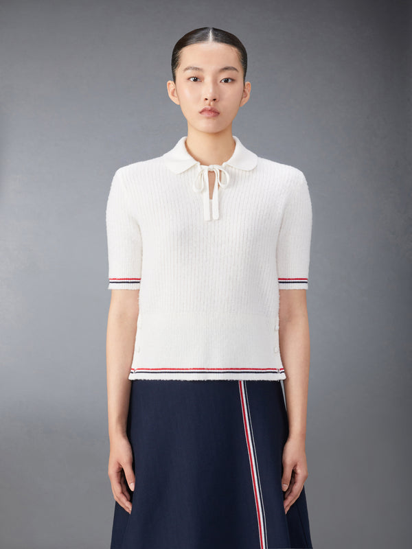 MERINO WOOL BRUSHED TUCK STITCH KEYHOLE POLO - featured image
