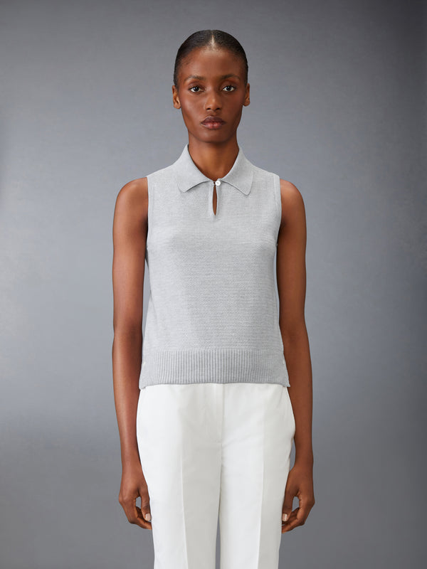 COTTON SILK KEYHOLE POLO - image 1