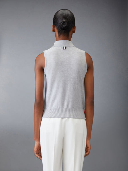 COTTON SILK KEYHOLE POLO LT GREY