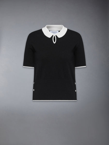 JERSEY STITCH CASHMERE POLO BLACK