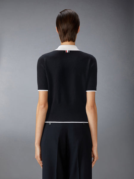 JERSEY STITCH CASHMERE POLO BLACK