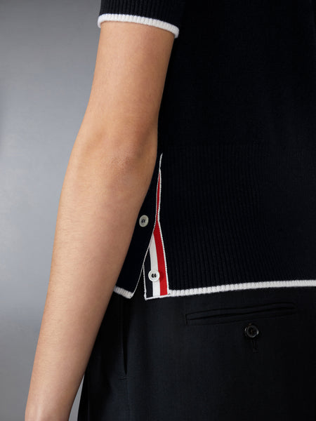 JERSEY STITCH CASHMERE POLO BLACK