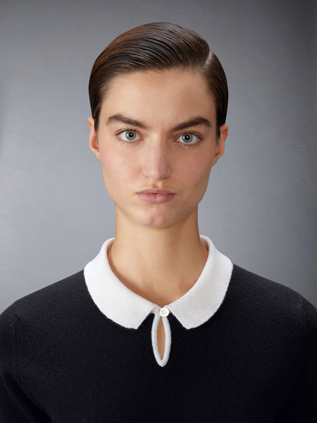 JERSEY STITCH CASHMERE POLO BLACK