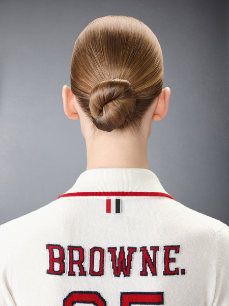 BROWNE 65 ジャージー インターシャ カシミヤ ポロシャツ 白