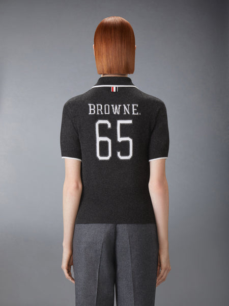 BROWNE 65 JERSEY INTARSIA CASHMERE POLO DARK GREY