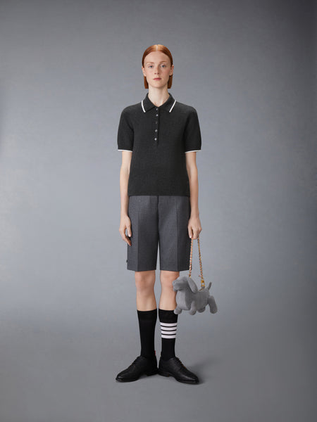 BROWNE 65 JERSEY INTARSIA CASHMERE POLO DARK GREY