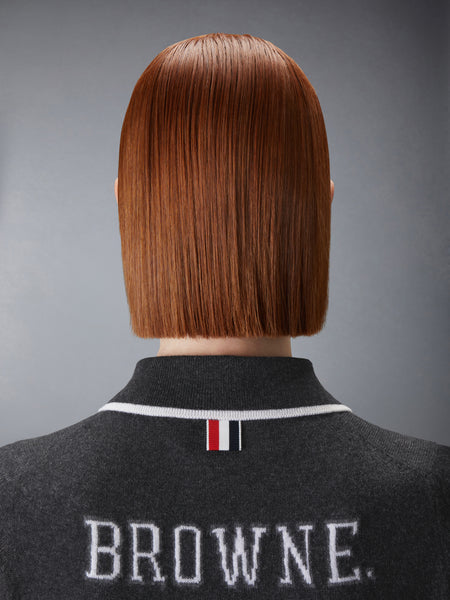BROWNE 65 JERSEY INTARSIA CASHMERE POLO DARK GREY