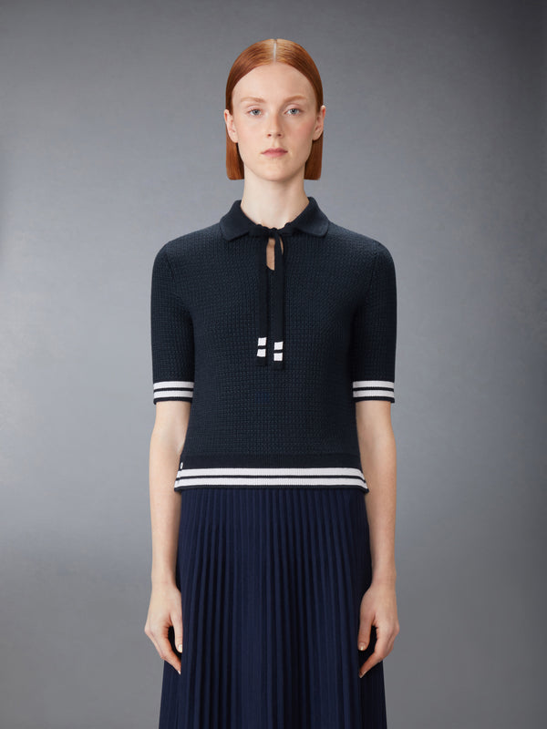 TUCK STITCH SILK CASHMERE & WOOL POLO - image 1