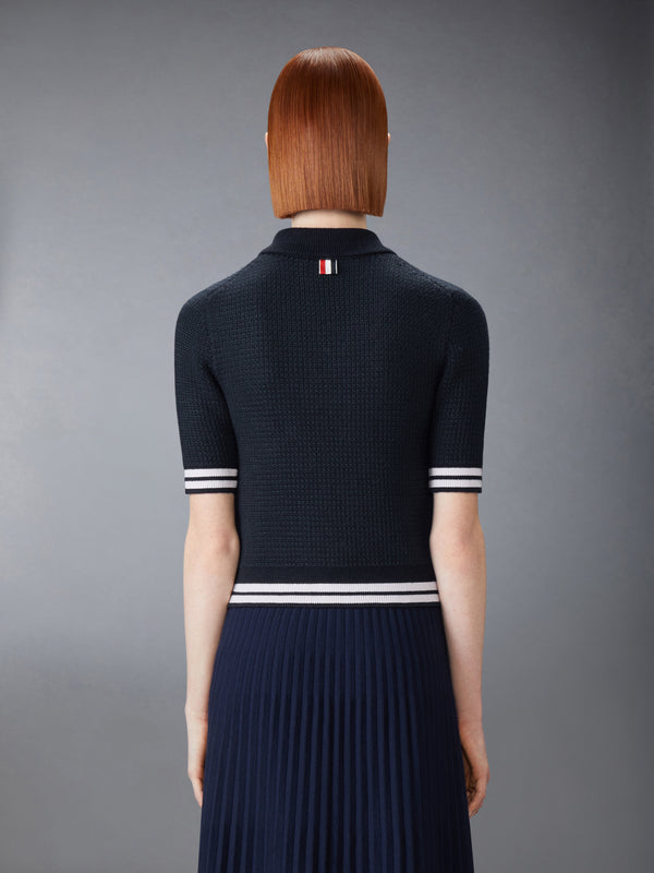 TUCK STITCH SILK CASHMERE & WOOL POLO - image 2