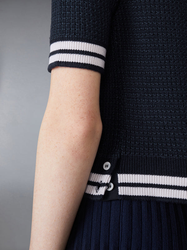 TUCK STITCH SILK CASHMERE & WOOL POLO - image 4