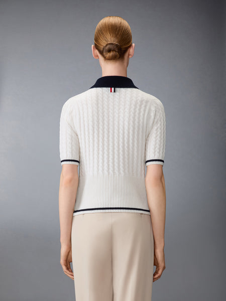 CASHMERE BABY CABLE STITCH  POLO WHITE