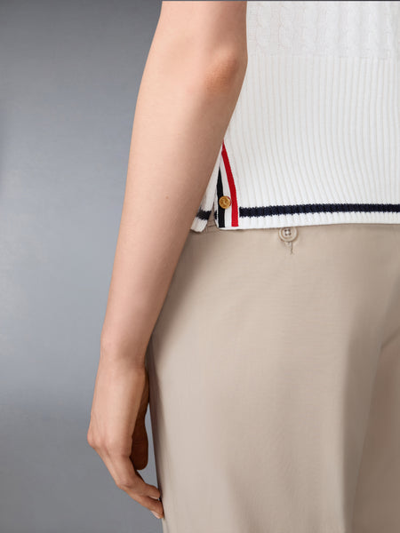 CASHMERE BABY CABLE STITCH  POLO WHITE