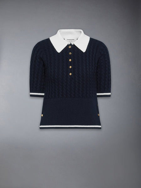 CASHMERE BABY CABLE STITCH  POLO NAVY