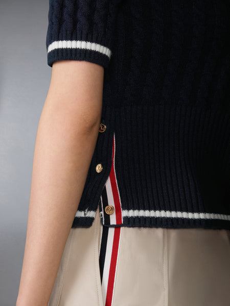 CASHMERE BABY CABLE STITCH  POLO NAVY