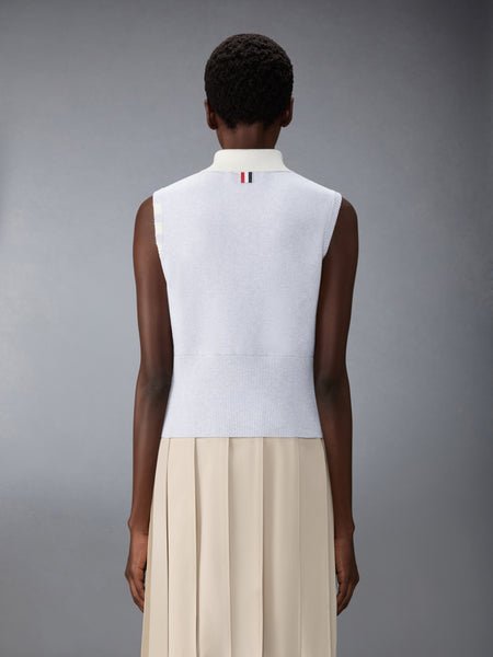 MILANO STITCH 4-BAR SLEEVELESS POLO PALE GREY