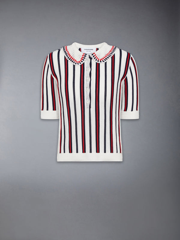 CROCHET STITCH RWB STRIPE POLO - featured image