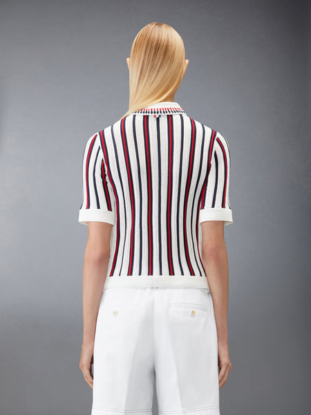 CROCHET STITCH RWB STRIPE POLO WHITE