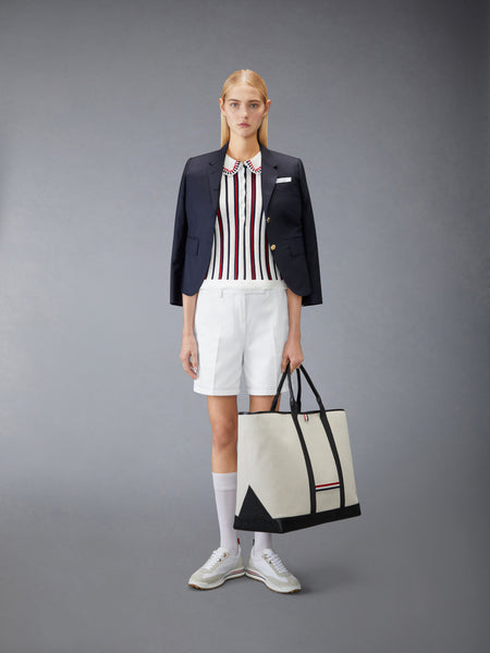 CROCHET STITCH RWB STRIPE POLO WHITE