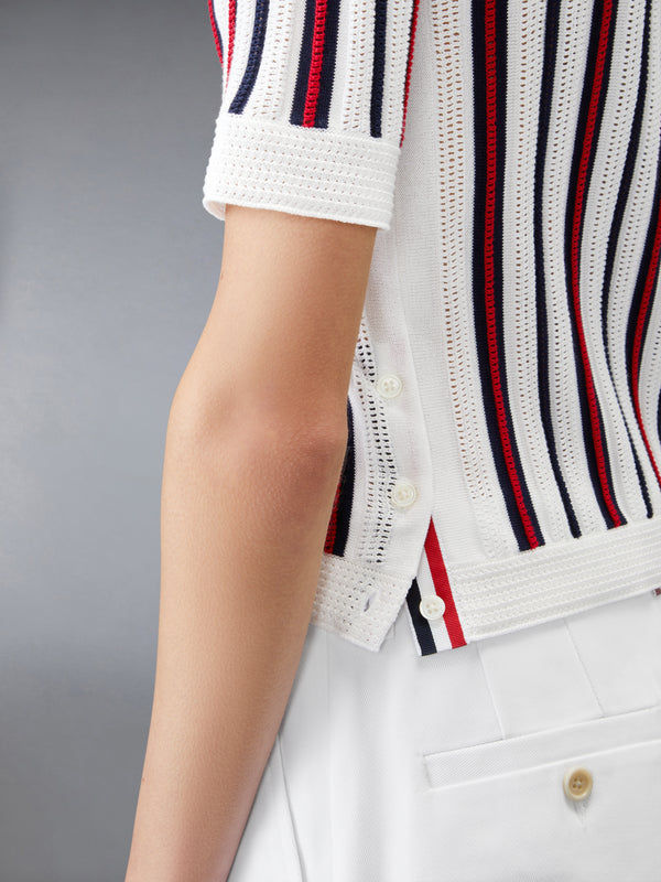 CROCHET STITCH RWB STRIPE POLO - image 4