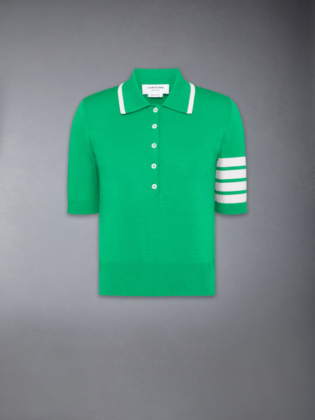 HECTOR INTARSIA 4-BAR JERSEY STITCH POLO GREEN