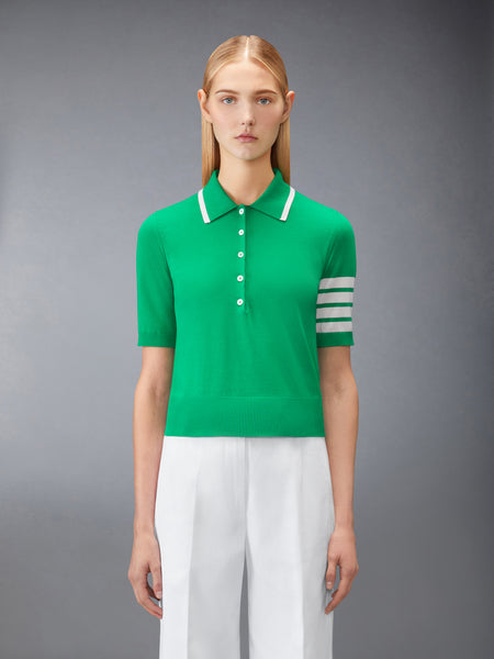 HECTOR INTARSIA 4-BAR JERSEY STITCH POLO GREEN