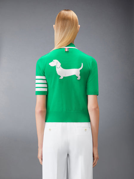HECTOR INTARSIA 4-BAR JERSEY STITCH POLO GREEN