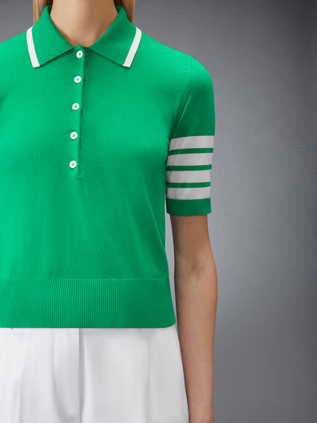 HECTOR INTARSIA 4-BAR JERSEY STITCH POLO GREEN