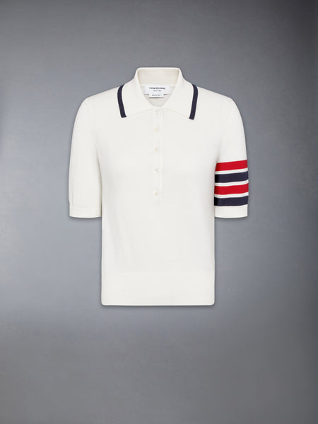 HECTOR INTARSIA 4-BAR JERSEY STITCH POLO WHITE