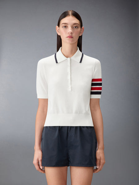 HECTOR INTARSIA 4-BAR JERSEY STITCH POLO WHITE