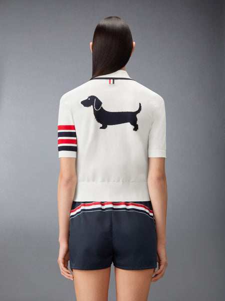 HECTOR INTARSIA 4-BAR JERSEY STITCH POLO WHITE