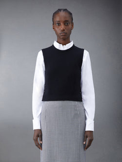 CASHMERE CROPPED CREW NECK SHELL TOP