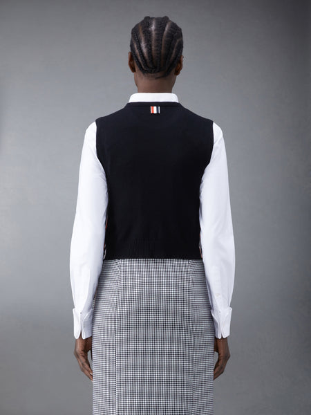 CASHMERE CROPPED CREW NECK SHELL TOP BLACK