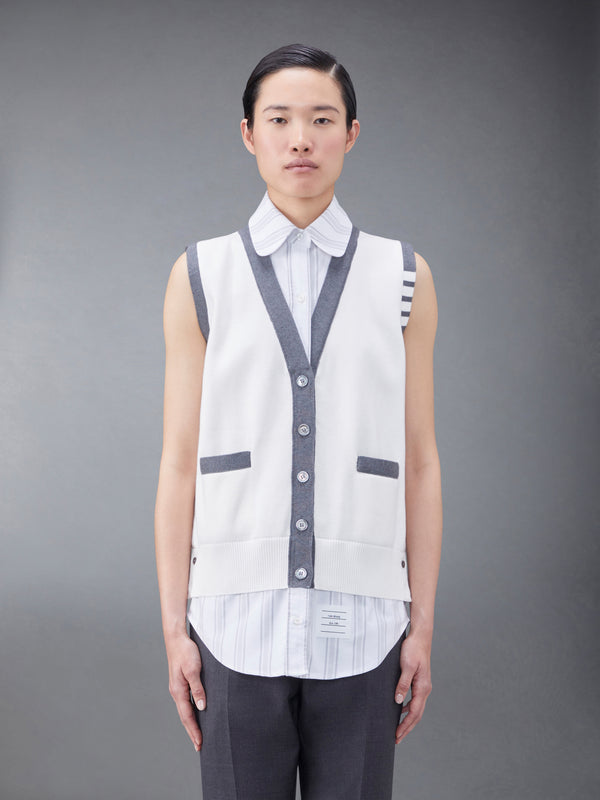 Cotton Milano and Oxford 4-Bar V-Neck Cardigan Vest Shirt Combo - featured image