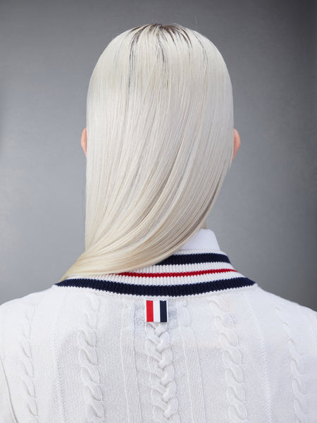 ARAN CABLE CASHMERE VEST WHITE